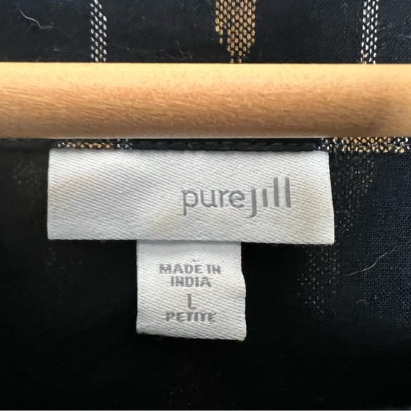 J. Jill Pure Jill Ikat Print Cotton Relaxed 3/4 Wide Sleeve Top Fall Lagenlook - Picture 3 of 11